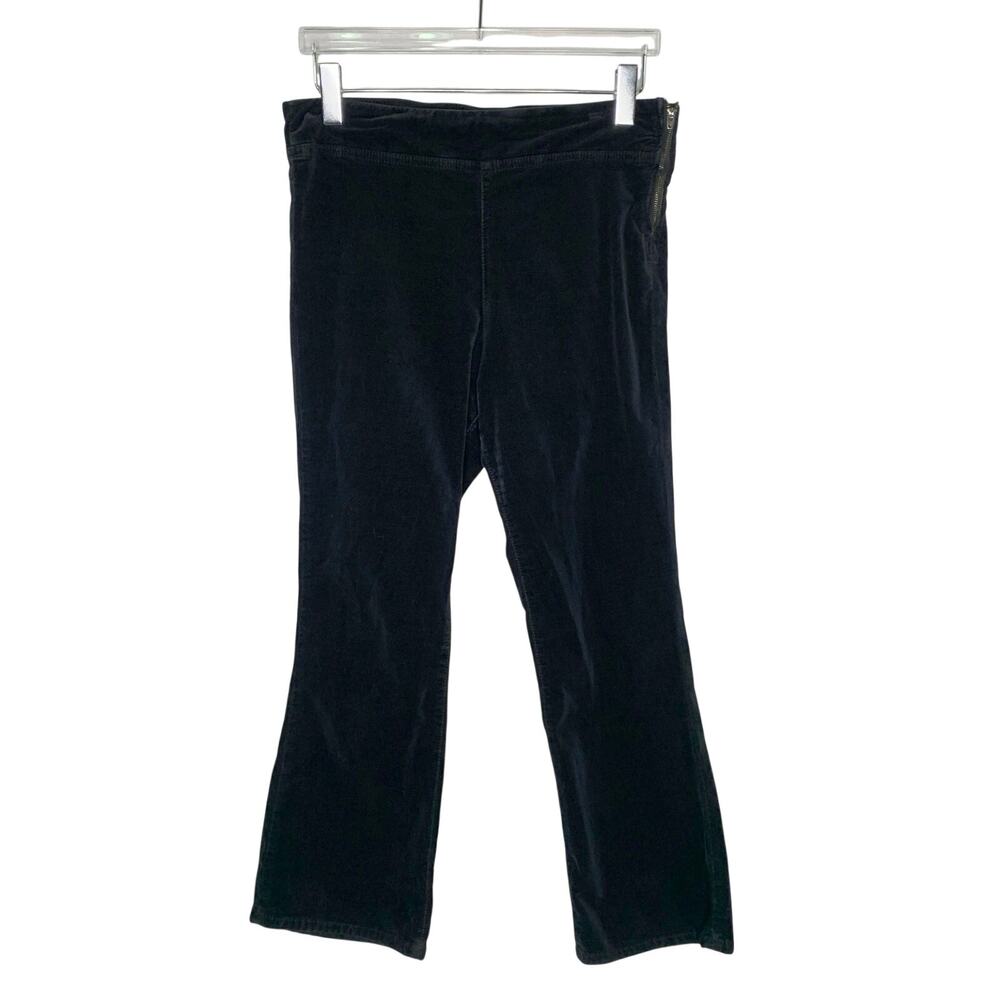 Free People In My Feelings Velvet Crop Slim Flare Pants M Black Side Zip *flaw